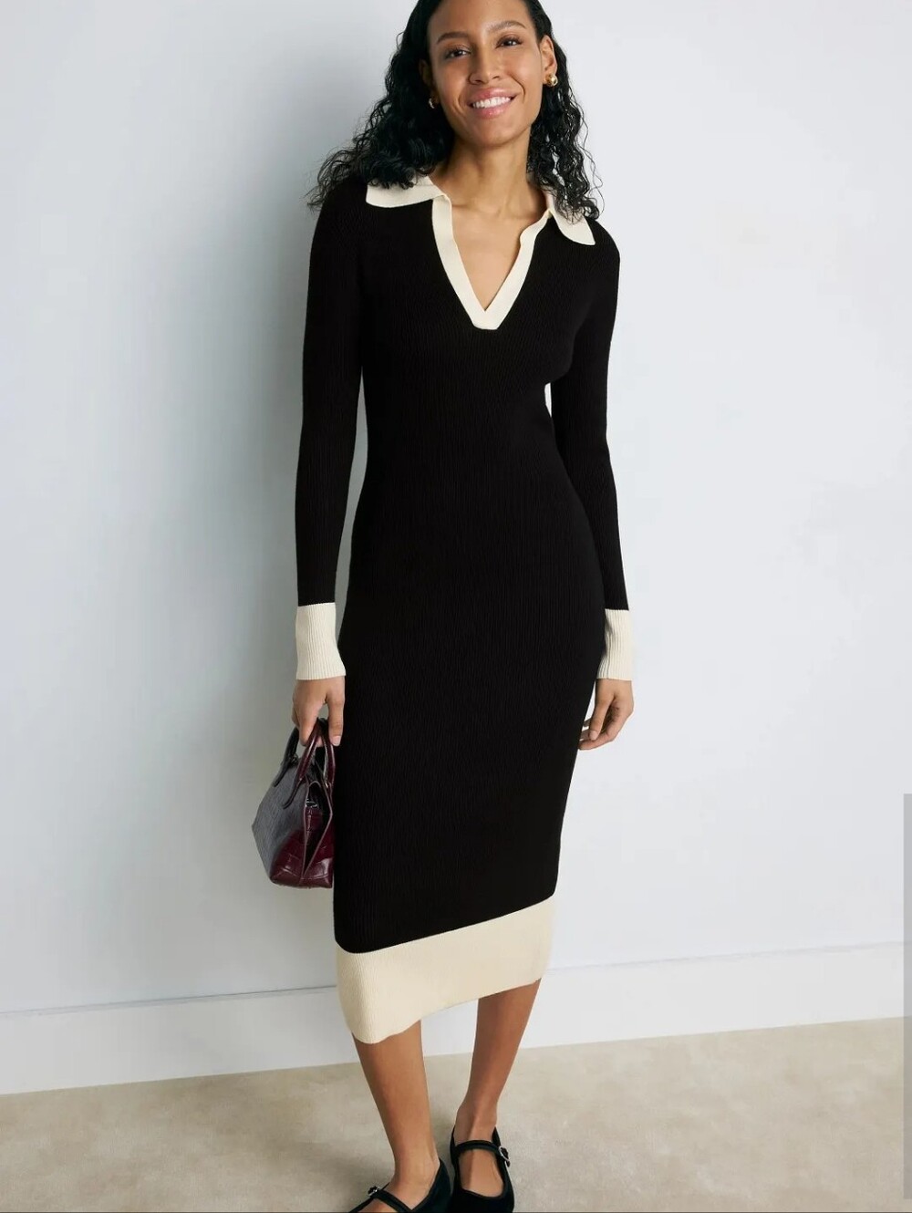 FIFTEEN TWENTY BELLE RIBBED POLO DRESS SIZE L